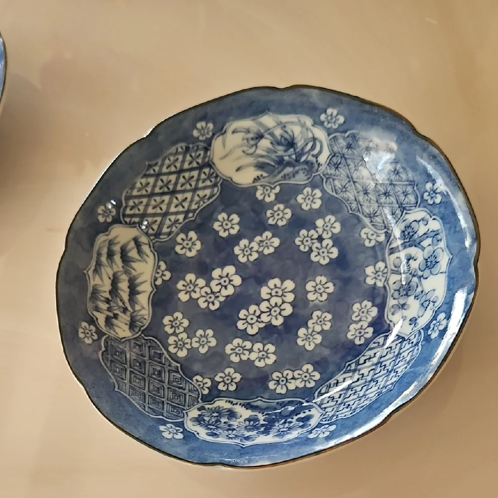 Japan TAKAHASHI San Francisco  Blue Floral Ceramic Bowl 6.5